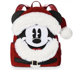 Disney Parks 2019 Loungefly Santa Mickey Mouse Mini Backpack Nwt