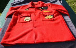 1960s Hackensack Nj Troop 11 Boy Scout Official Red Wool Jacket 21 Patches Sz 46