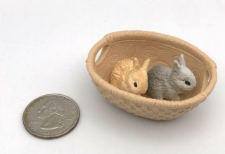 Schleich Baby Bunnies W/basket Rabbit Bunny Retired Animal Figures