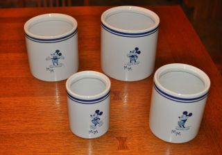 Disney Mickey Mouse Ceramic Canister Set of 4 Blue No Chips or Cracks VG Cond. 2