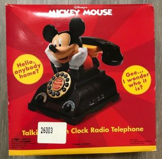 Disney Mickey Mouse Talking Alarm Clock Radio Telephone Phone Nib