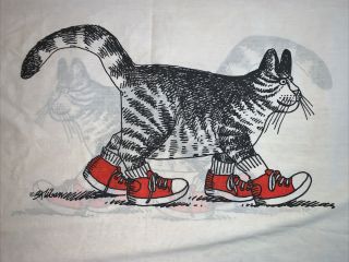 Kliban Cat In Red Tennis Shoes Pillow Case From Queen Set