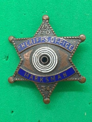 Vintage 1954 Los Angeles County Sheriff Marksman Shooting Pin