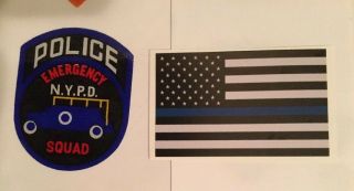 Nys Nyc Emergency Police Window Faces/out Official Decal Flag Blue Line Sticker
