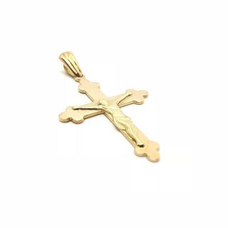 Vintage 9ct Yellow Gold Detailed Crucifix Cross Gold Pendant Hallmarked.  1988