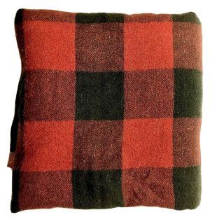 Buffalo Plaid Wool Blanket 140 " L X 59 " W Heavy Holes Faded Flawed Vintage