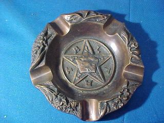 Vintage Masonic Lodge Cast Bronze Eastern Star Ashtray