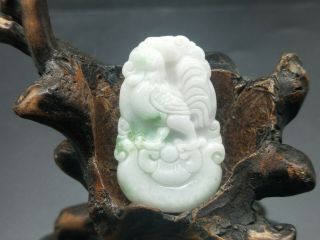 Chinese Hand - Carved Delicate Natural Jadeite Jade Fine Green Chicken Pendant