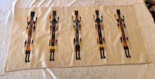 Vintage Navajo Yei Blanket Rug Wool 58 X 30 In Native American