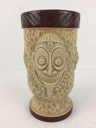 Disney Polynesian Village Resort Tiki Mug Glass Tan 2nd Edition 7 "