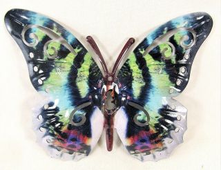 Butterfly Wall Art Hand Painted Metal Home And Garden Decor (d)
