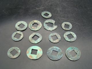Chinese Eastern Han Dynasty (24 - 220 Ad) Bronze 13 Coins (wu Zhu) B4343