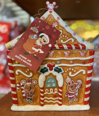 Disney Mickey Mouse And Friends Holiday Gingerbread House Cookie Jar