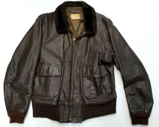Vintage Vietnam War Era Us Navy G - 1 Leather Flight Jacket Size 44