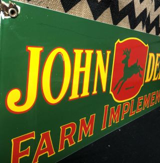 Vintage Porcelain John Deere Farm Implements Tractor Farming Sign 1955