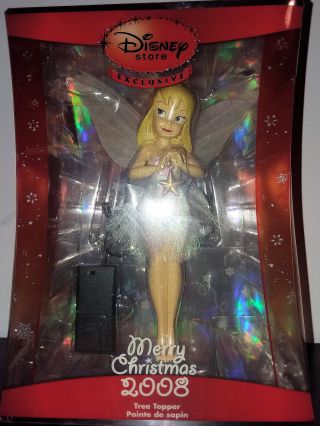 Disney Store Exclusive Tinker Bell Christmas Tree Topper 2008 Fiber Optic Wings