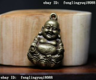 China Bronze Copper Laugh Happy Maitreya Buddha Wealth Pendant Amulet M118