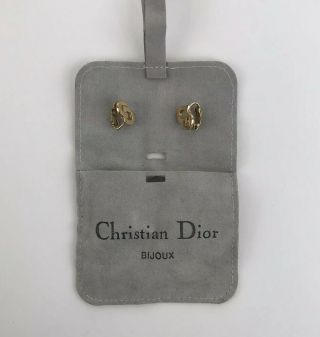 Vintage Christian Dior Bijoux Gold Earrings With Bag Clip On Vtg Germany