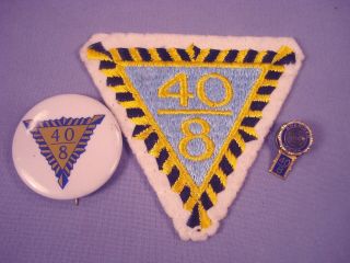 Wwi Vets American Legion 40 - 8 Forty And Eight Club Patch,  Button And Pin.