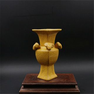 Rare Chinese Song Dynasty Chai Kiln Yellow Glazed Porcelain Four Sheep Vase