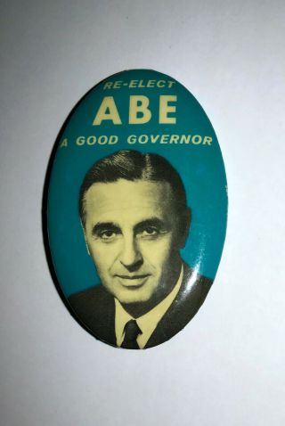 1958 Abe Ribicoff Re - Election / Governor Connecticut Political 2 - 3/4 Oblong Pin