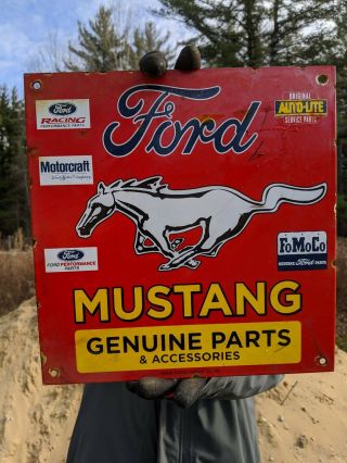 Old Vintage 1968 Ford Mustang Motor Co.  Porcelain Car Truck Dealership Ad Sign