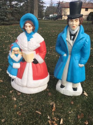 Large 39 " Vintage Empire Dickens Christmas Carolers Lighted Blow Mold Set