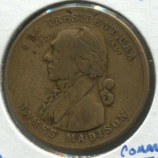 4th President James Madison Commemorative Medal - 29 Mm Bronze - Lit 1731