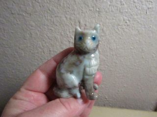 Cat,  Solid Stone Hand Carved Feline From Andes,  Rare Colored Stone Cat