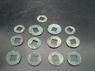Chinese Eastern Han Dynasty (24 - 220 Ad) Bronze 13 Coins (wu Zhu) B4483