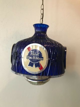Vintage Pabst Blue Ribbon Pbr Beer Hanging Light Bar Chandelier