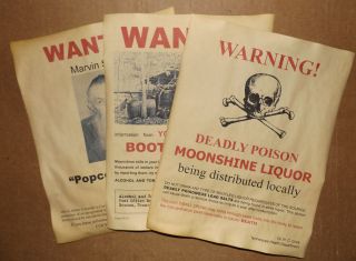Set Of 3 Moonshine Wanted Posters Popcorn Sutton,  Bootleg Stills,  More