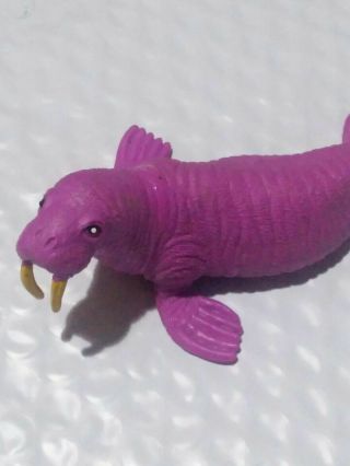 Walrus Soft Plastic Figure Seal Pink Purple Toy Sea Life Ocean Figurine 5 " Long