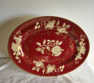 Vintage Wedgwood Porcelain “ruby Tonquin” Large Meat / Cake Platter Serving Dish