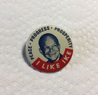 Vintage Dwight D.  Eisenhower “i Like Ike” Campaign Button Political Pinback Pin