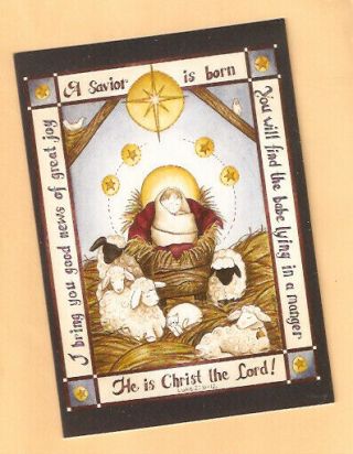 A Savior Is Born Baby Jesus Star Sheep Lamb Christmas Cards Box Of 28^