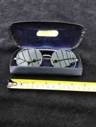 Vintage Ww2 Fighter Pilot Glasses And Case.  Crows Foot Marked Case And Glasses.