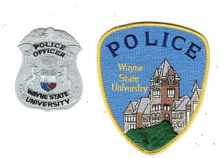 Campus Police Patch Wayne State University Detroit Michigan Set Of 2