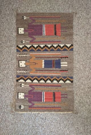 Vintage Native American Navajo Indian 3 Faced YEI Rug Great Colors 2