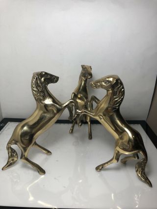 Solid Brass Three Horse Sculpture