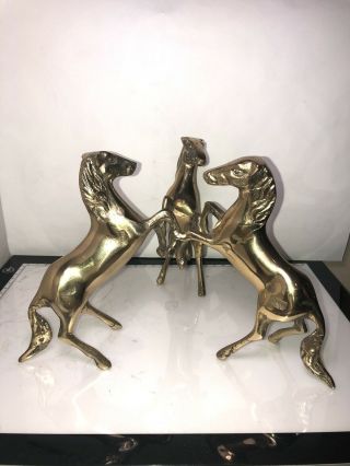 Solid Brass Three Horse Sculpture 2