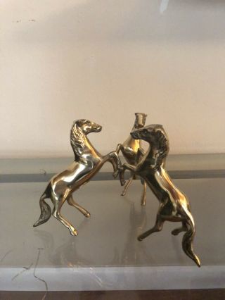 Solid Brass Three Horse Sculpture 3
