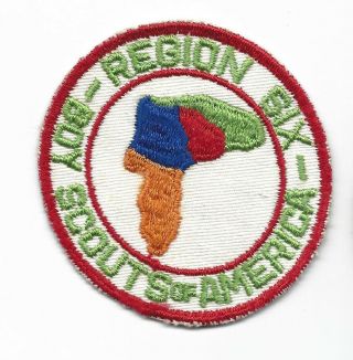 Region Six Twill 1950s Boy Scouts Of America Patch Red Border (sewn) [fblsc - 160]