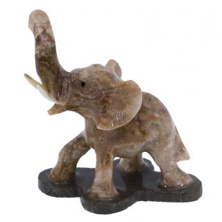 Unique Hand Carved Brown Marble Stone Elephant Figurine Carving 3.  5 " High