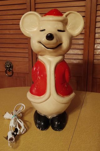 Vintage Christmas Santa Mouse Blow Mold Indoor / Outdoor Union Products 15 " Tall