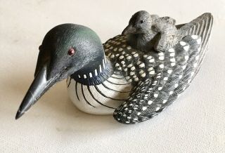 Vintage Loon & Chick Duck Decoy Hand Crafted By Heritage Decoys J.  B.  Garton - Ex