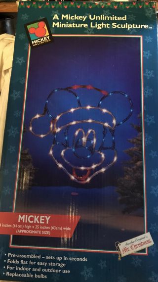 Vintage Disney Mickey - Mr.  Christmas - Light Rope Sculpture - 1997