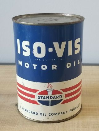Vintage Standard Oil Co.  Iso - Vis Motor Oil Can,  One Quart,  Full
