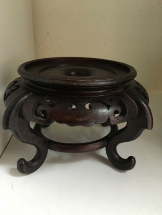 Vintage Chinese Carved Wood Display Pedestal/base For Vase Etc.  Footed.  4  H
