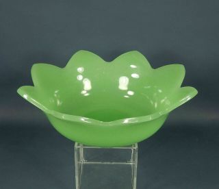 Antique Chinese Jade Green Peking Glass Bowl Lotus Flower Petal Shape 2